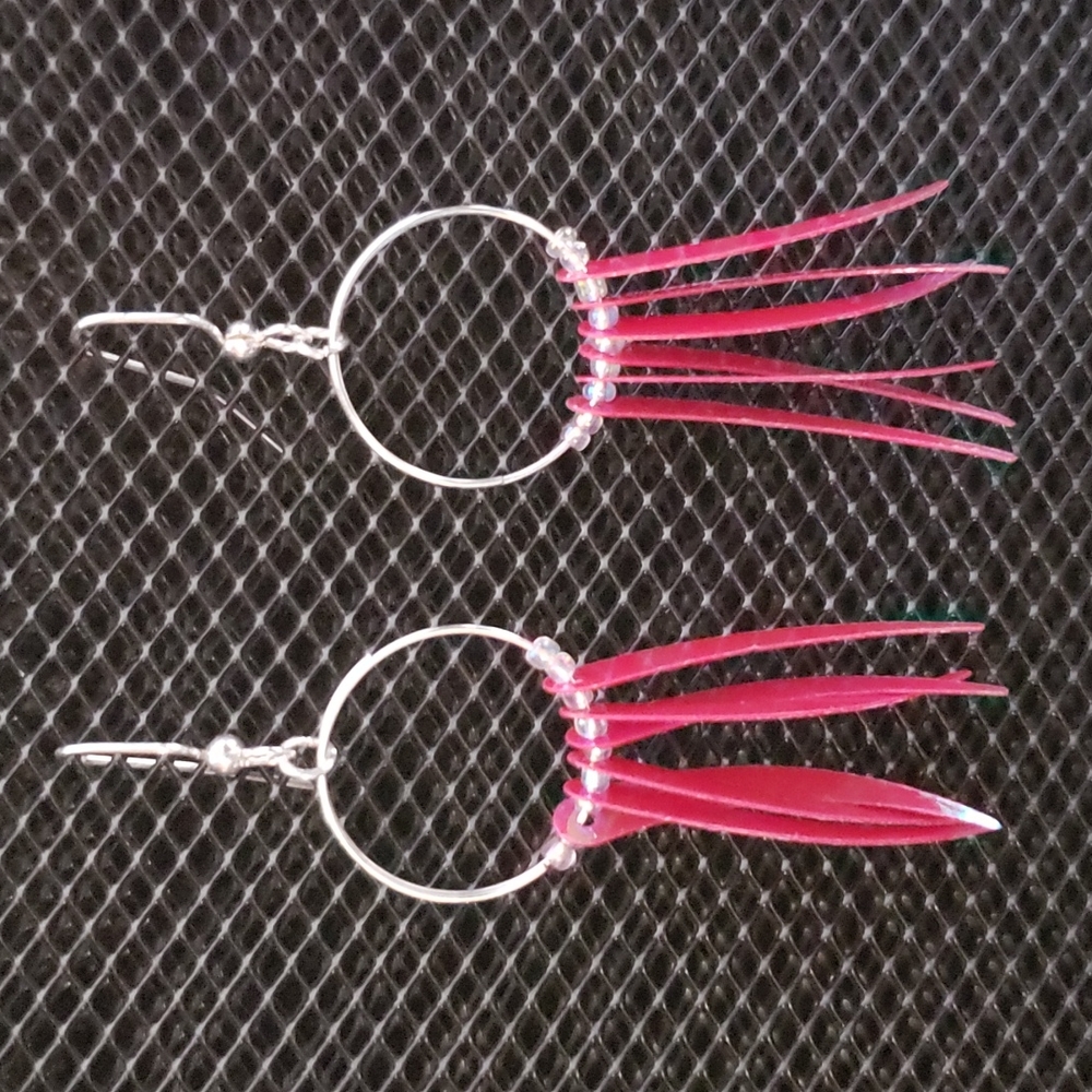 3/$20 | Red and lime green tusk sequin earrings